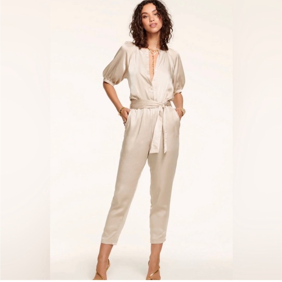 Ramy Brook cream satin jumpsuit - Picture 2 of 7